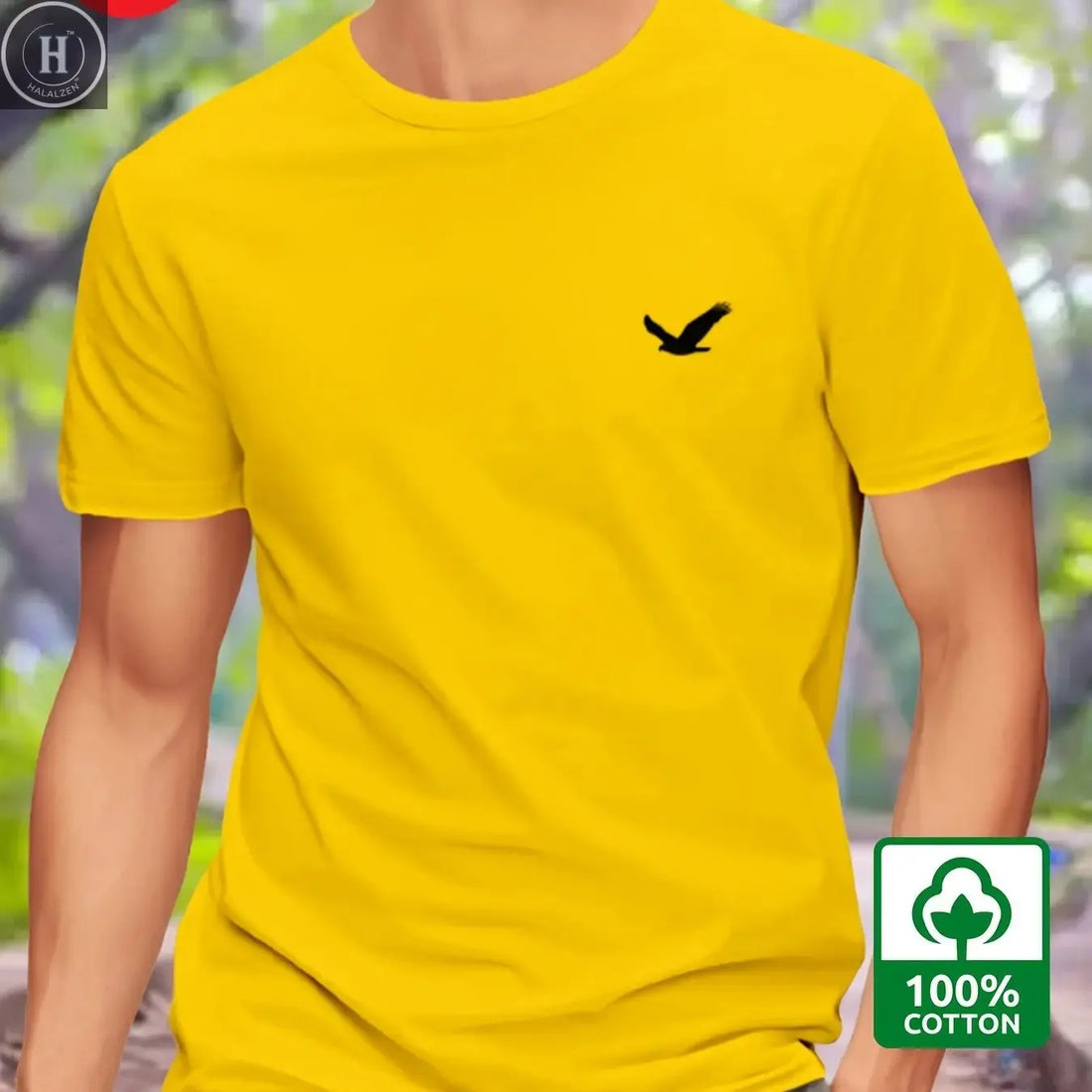 Men's Summer 100% Cotton Eagle Graphic Printed Fashion Sports and Leisure Loose Round Neck Short Sleeve T-shirt Top HALALZEN