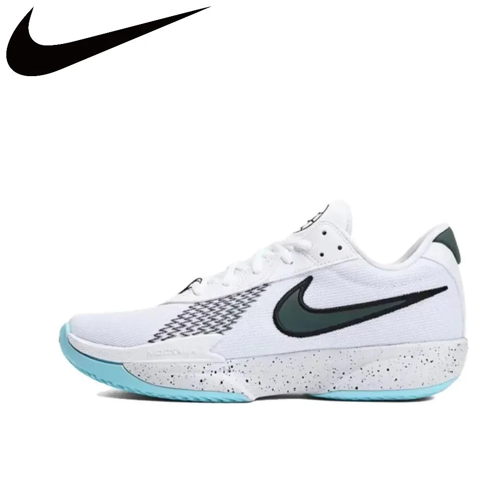 Nike Air Zoom G.T. Cut Academy Men's Low Top Basketball Shoes Comfortable Shock Absorbing Athletic Shoes Gray and White Colorway