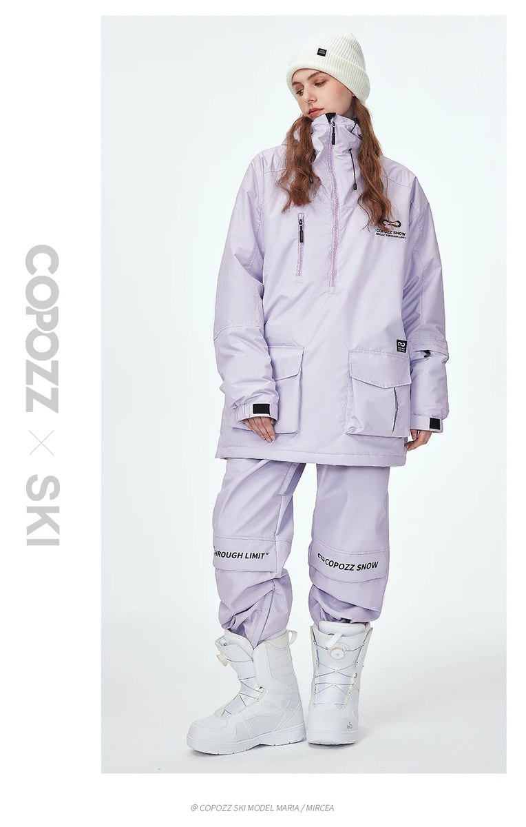 COPOZZ Waterproof Thicken Snow Clothes Women Hooded Windproof Ski Jacket Men Winter Warm Ski Pant Trousers Snowboard Coat Unisex