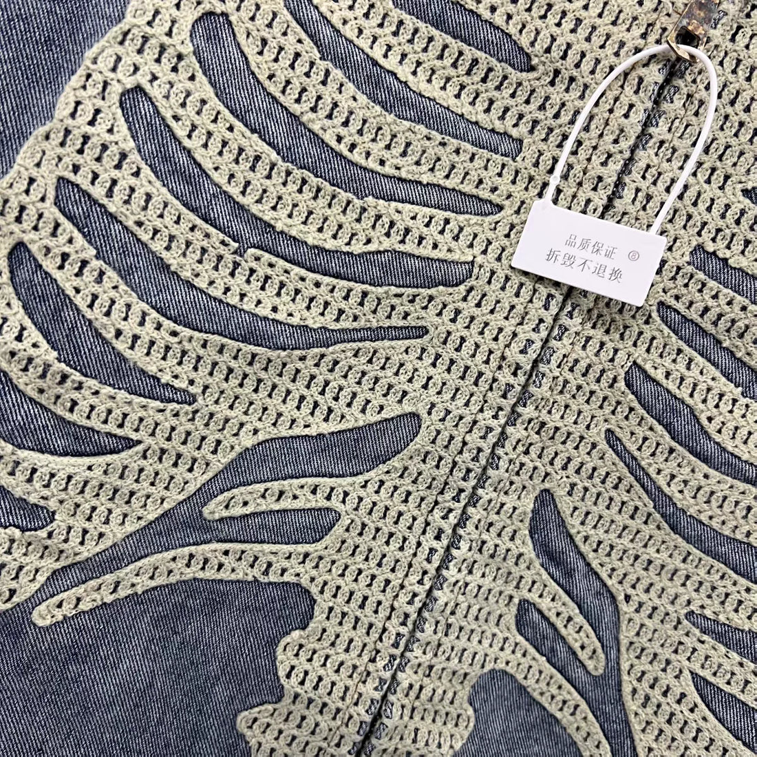 Denim denim Bone Embroidery Loose Washed Heavy Fabric Jacket Men Women High Quality Jackets Coat