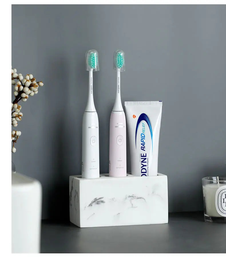 Marble Pattern Resin Toothbrush Rack