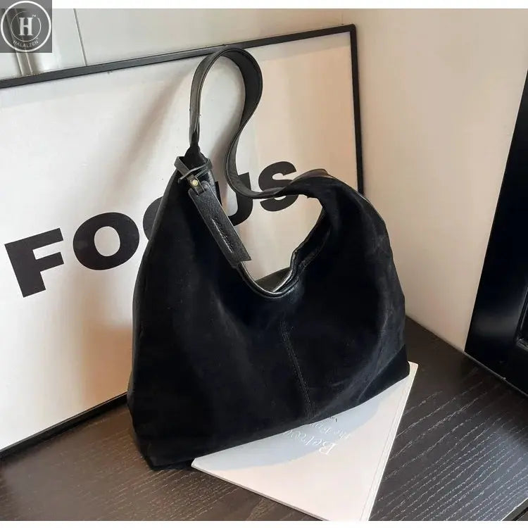Women Suede Shoulder Bag with Zipper Hobo Bags Large Capacity Handbag Slouchy 2025 Trendy Commuter Travel Purses and Handbags HALALZEN
