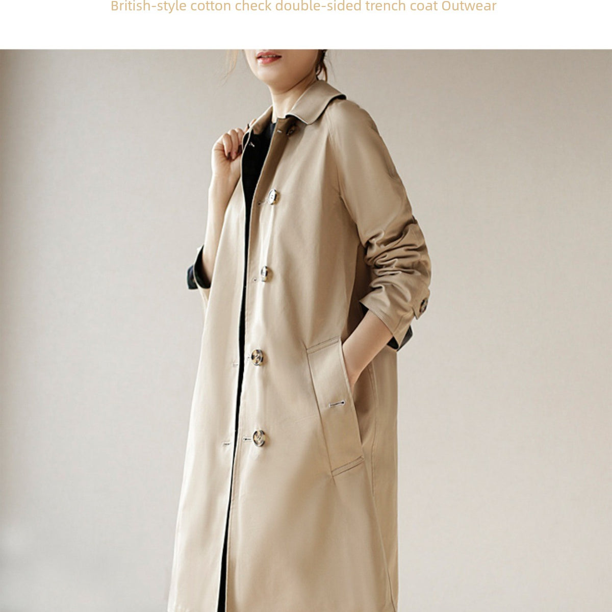 Laiqian Co 282750.00G-Side Wear Mid Length Long Length Trench Coat Outwear