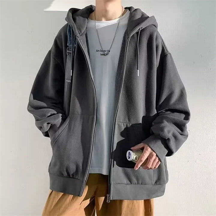 Autumn Korean Fashion Zipper Hoodies Y2K For Men Casual Oversized Streetwear Hooded Sweatshirts 2025 New Y2K Vintage Hoodie