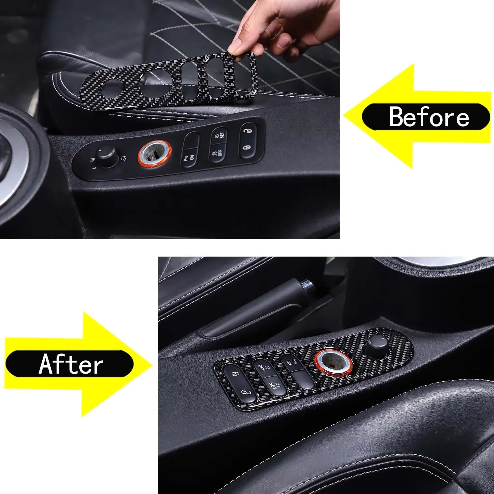 For SEAT Leon León Mk2 1P 2008-2012 Soft Carbon Fiber Car Central Door Lock Button Frame Cover Sticker Car Interior Accessories