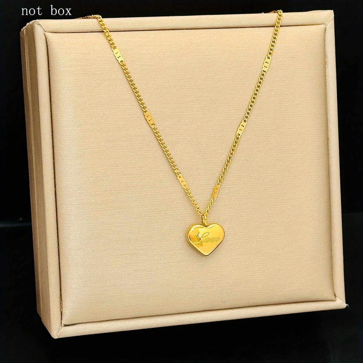 1pcs Golden Heart Stainless Steel Necklace - Simple & Elegant Unisex Jewelry for Holiday Gifts & Party