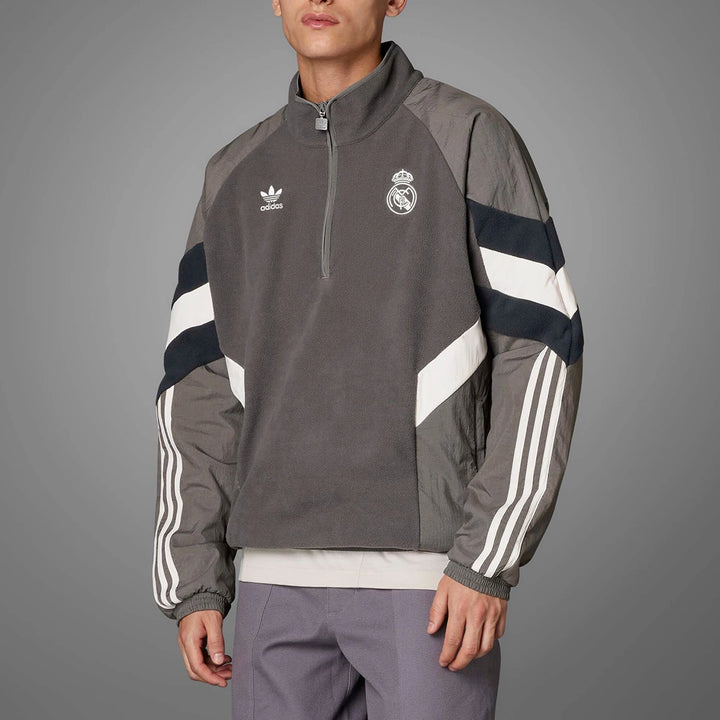 Adidas genuine Three Stripes Men's Patchwork Fleece Soccer Hoodie IM7464
