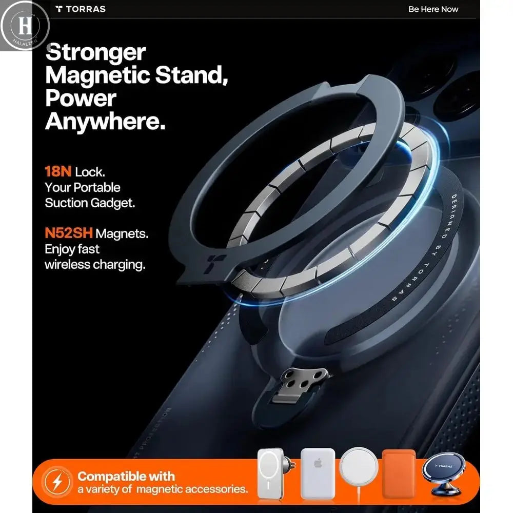 Magnetic 360 Stand iPhone 17 Pro Max Case, MagSafe Compatible, Military-Grade Protection, Camera Shortcut, Shock-Resistant, Midn Halalzen UK