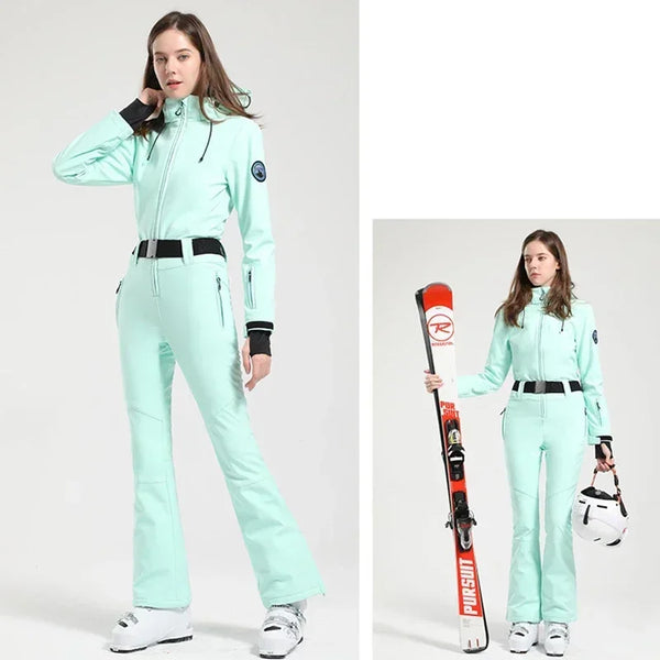 Women Ski Suit 2025 Slim Outdoor Snowboard Jacket Overalls Windproof Waterproof Warm Jumpsuit One-Piece Ski Set Winter Clothing