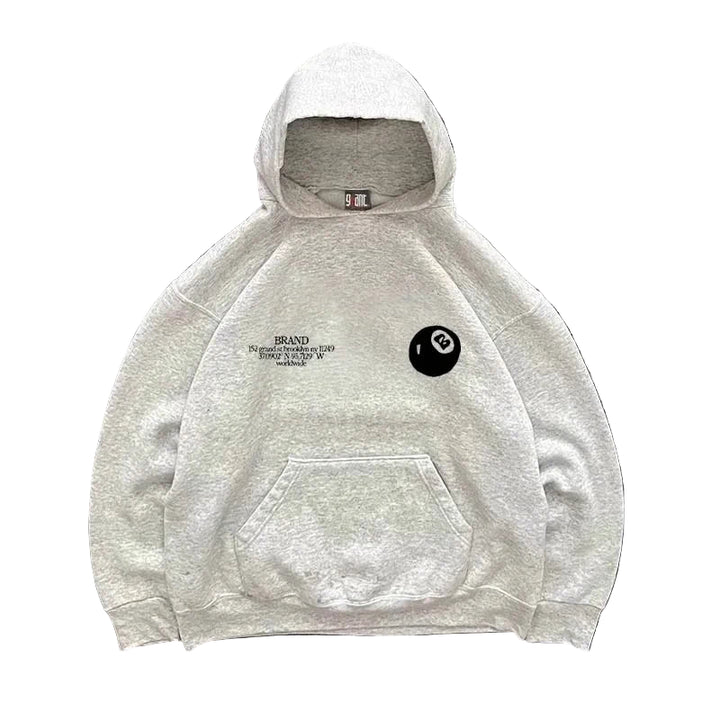 American Retro Long Sleeve Black Ball 8 Pattern Print Hoodies Men Harajuku Sweatshirt Women Autumn Winter Couple Clothes Y2k Top