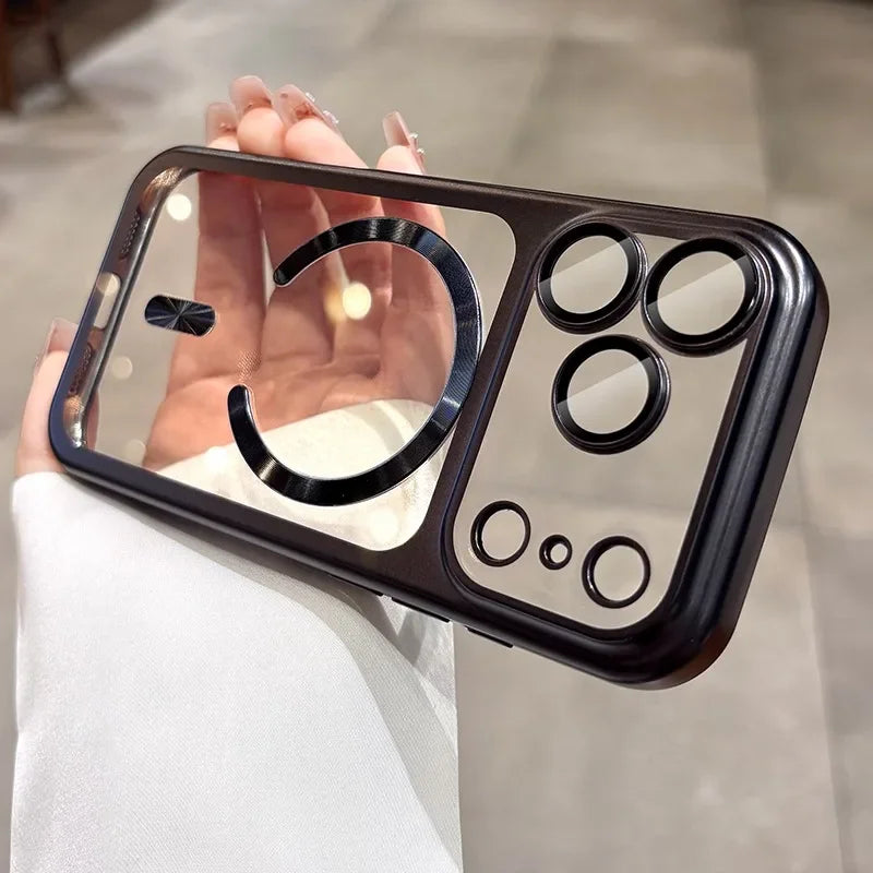 for iPhone17 Luxury Transparent Plating Magsafe Case for iPhone 17 Pro Max 17Pro Air Original Soft TPU Camera Protector Cover