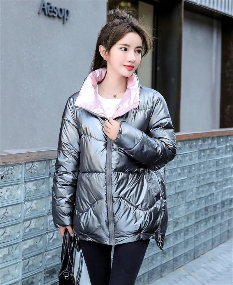 2022 New Winter Jacket Women Parkas Glossy Warm Thicken Coat Female Cotton Padded Parka Waterproof Outwear Loose Snow Jacket