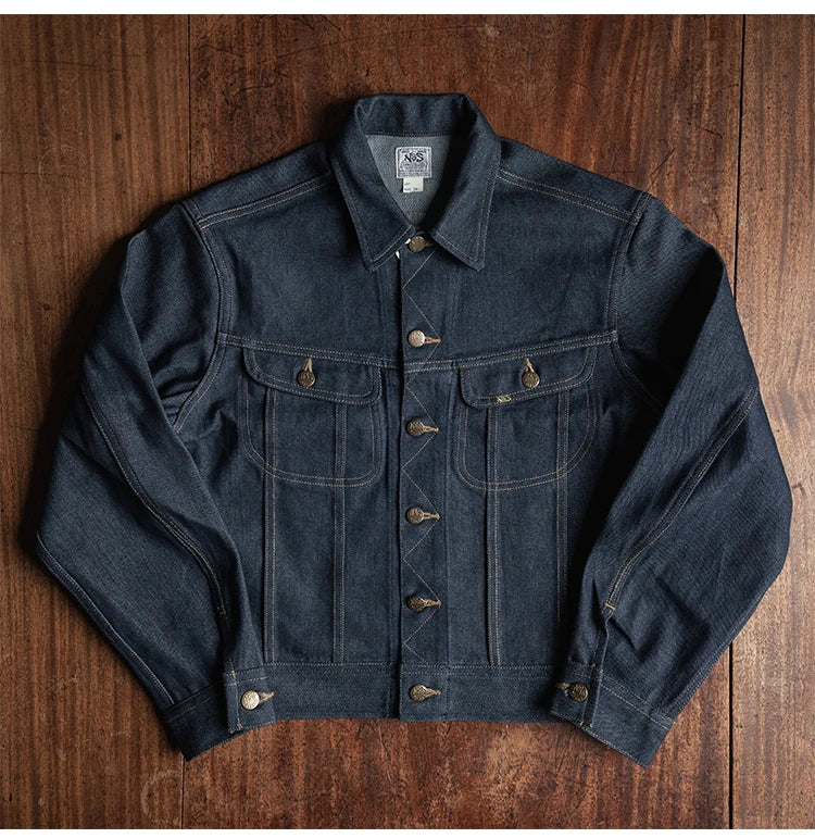 NON STOCK FLYERS Primary Color Left Oblique Anti-shrink Denim 101J Short Denim Jacket Retro Knight Jacket