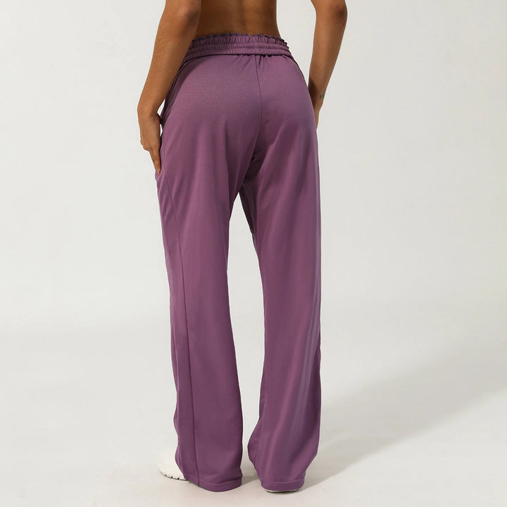Women Solid Color Sweatpants Drawstring Waist Pocket Running Yoga Pants Loose Wide Leg Casual Sports Trousers Workout Clothes