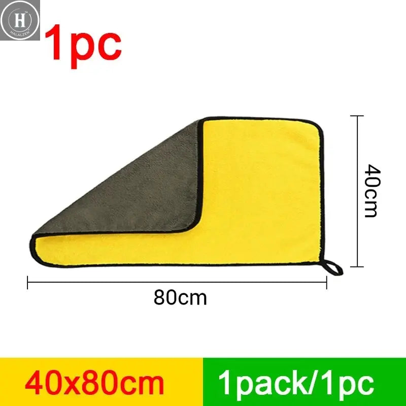 SEAMETAL Microfiber Car Wash Towel Ultra-Soft Scratch-Free Car Cleaning Towel Double-Side 400GSM Drying Cloth High Absorbency HALALZEN