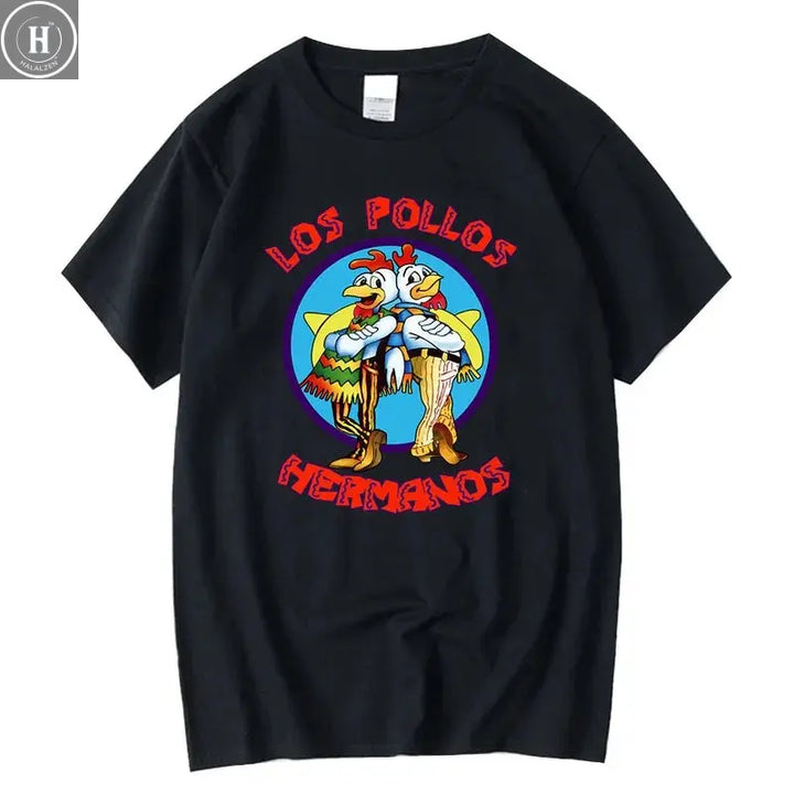 Summer Men's Short Sleeved High Quality 100% Cotton Breaking Bad LOS POLLOS Chicken Brothers Printed Casual For Men T-shirt Male HALALZEN