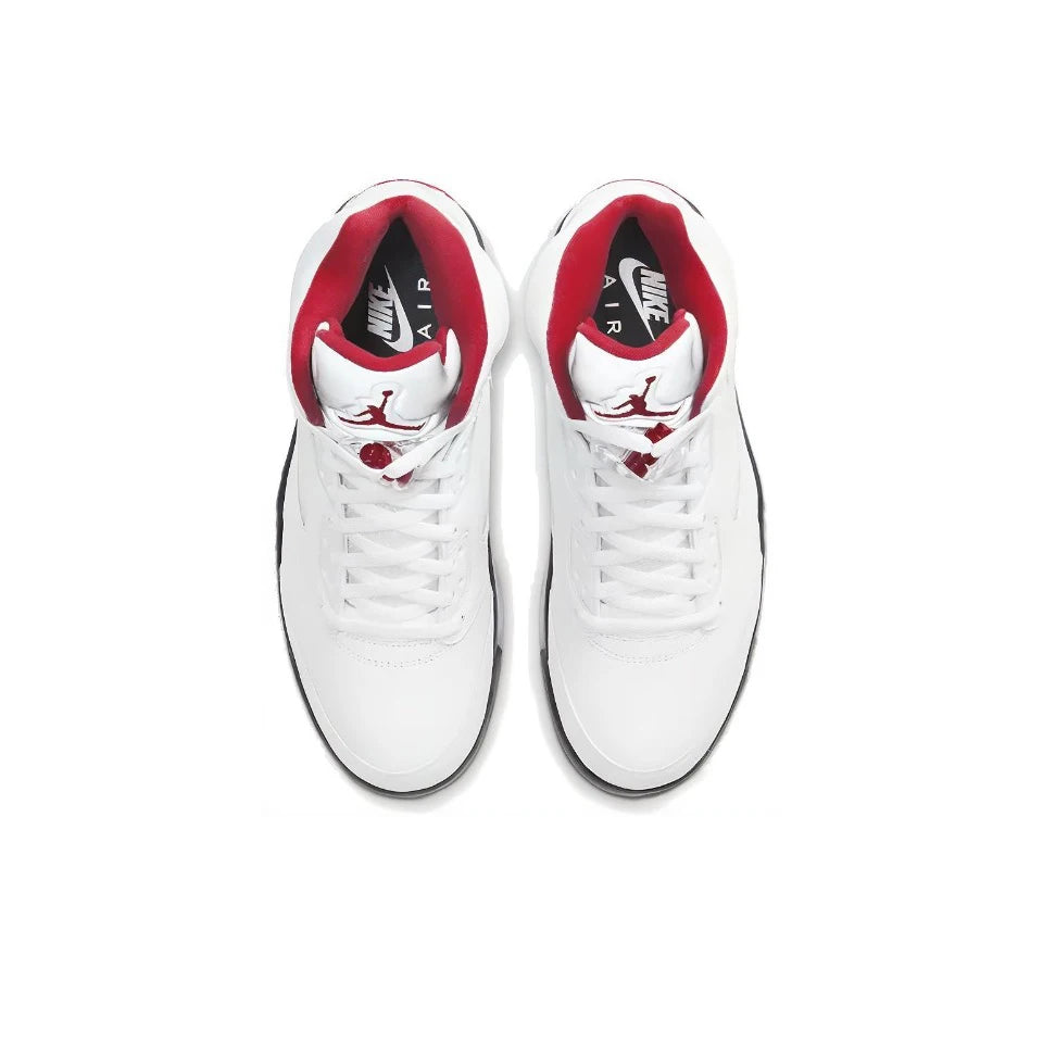 Original Air Jordan 5 'Bulls' For Men's Red and White Retro Classic Basketball Shoes Casual Sneakers