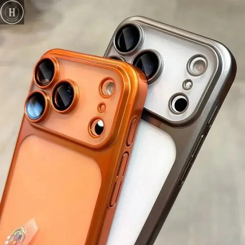 Luxury Plating Color PC Transparent Phone Case For IPhone 17Pro Max 17Air Lens Protection Matte Transparent BackPlate Hard Cover Halalzen UK