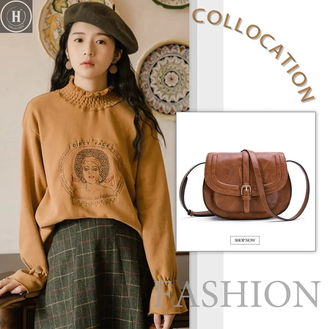 Crossbody Bags for Women Saddle Shoulder Purse and Boho Handbags with Strap Faux Leather CT20154E HALALZEN