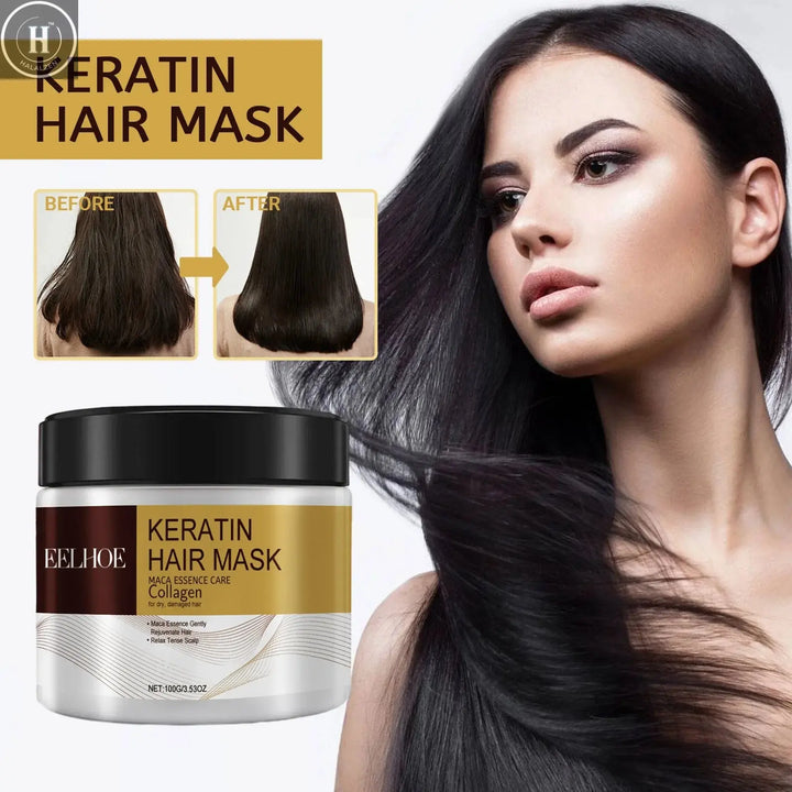 Magical Hair Mask Softens Frizz Repairs Damage Fine Hair Anti-loss Smooth Shiny Hair Collagen Deep Moisturizing Hairs Care 100g HALALZEN