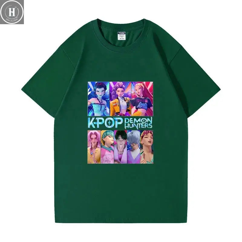 Kpop Demon Hunters HUNTRIX Saja Boys T Shirts Girls O-Neck Casual Women Summer Shirts Cotton T-shirt High Quality Clothing Tops HALALZEN