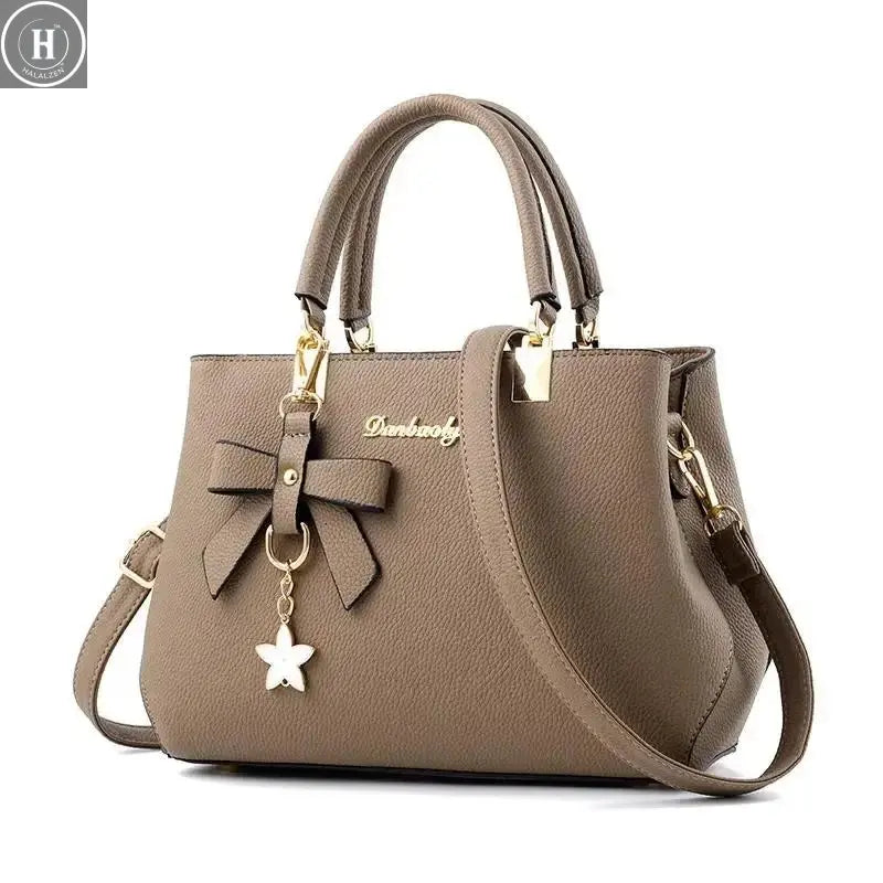 Women Messenger Bags With Flower Pendant Office Ladies Fashion Totes Pure Handbag For Female New Crossbody Shoulder Bags HALALZEN