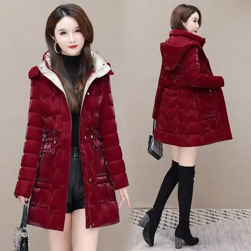 Winter windproof warm coat Detachable cap long anorak women's fashion coat casual waterproof coat