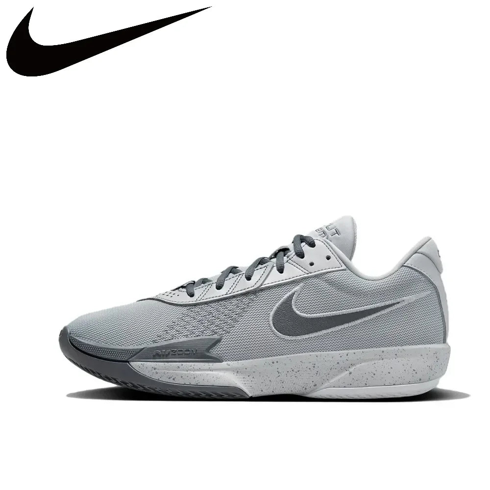 Nike Air Zoom G.T. Cut Academy Men's Low Top Basketball Shoes Comfortable Shock Absorbing Athletic Shoes Gray and White Colorway