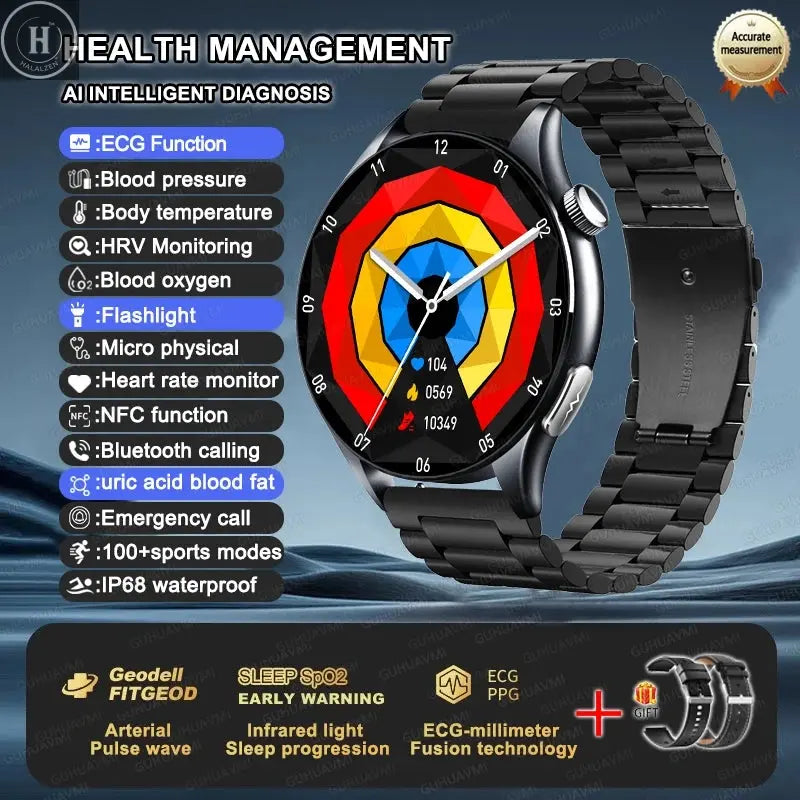 For XIAOMI 2025 New ECG+PPG Smartwatch Precise Uric Acid Blood Lipids Pressure Body Analysis Smart Watch Men BT Call NFC Watches HALALZEN