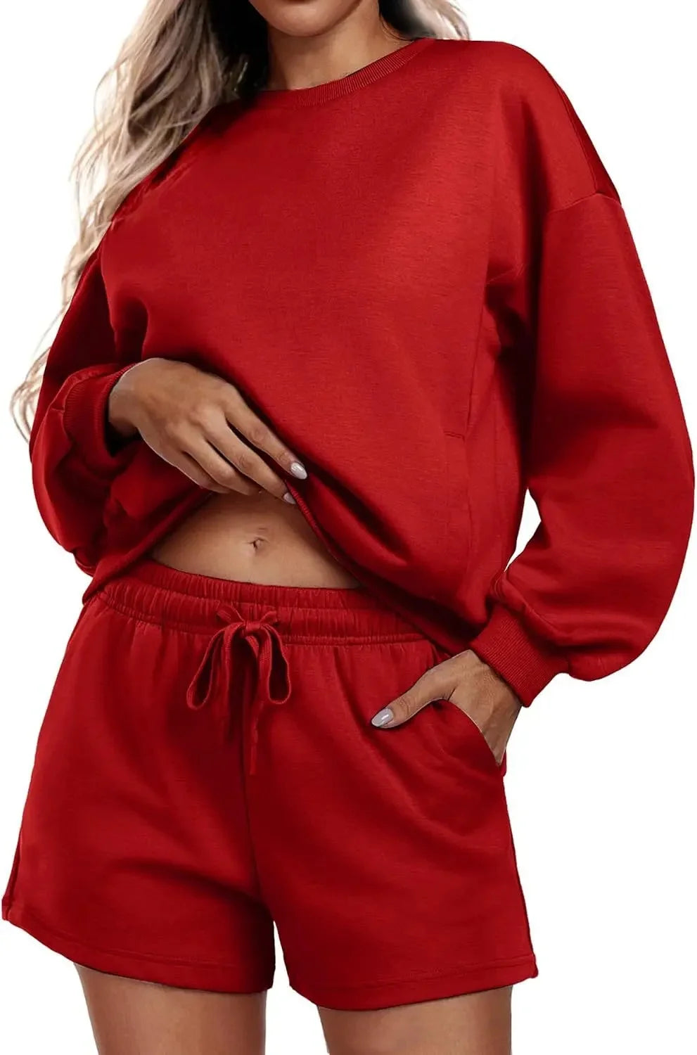 Women's 2-Piece Set Sportswear Casual Long Sleeve Hoodie And Shorts Outfit Polyester Fiber Made in China Trending 2025 Cross-Bor