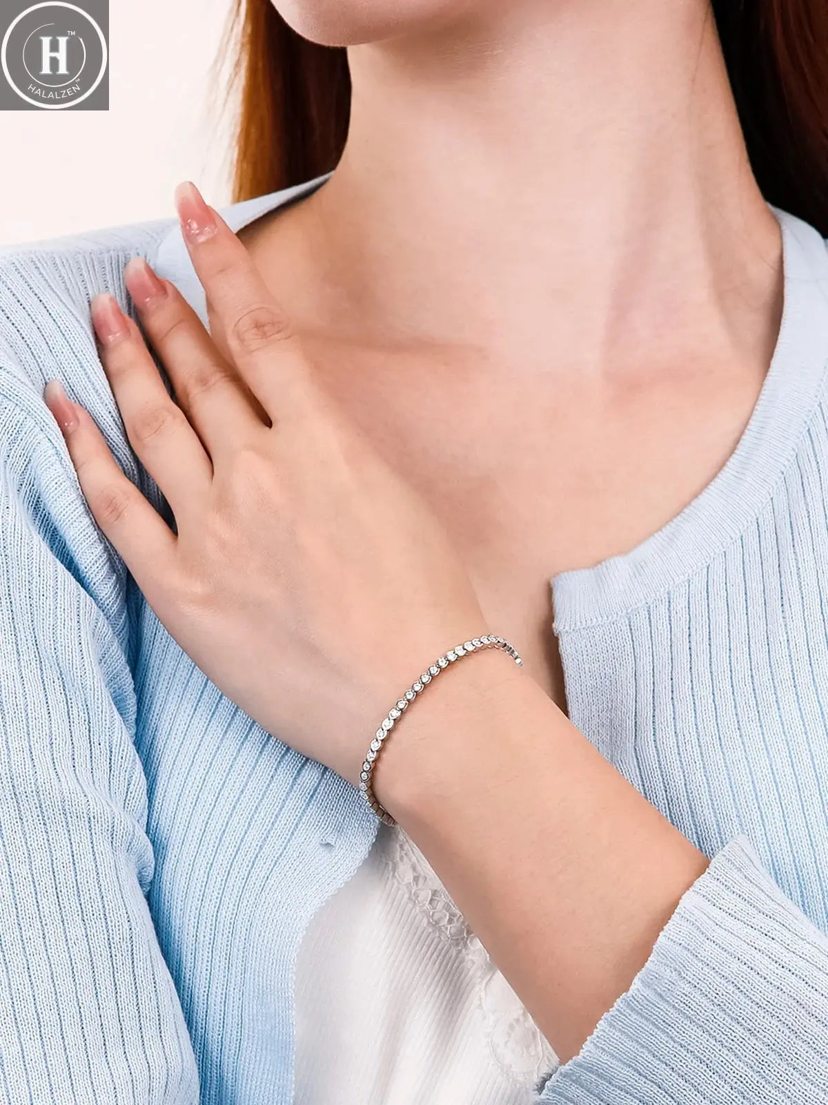 TYYL All 1.8mm Moissanite Tennis Bracelet 925 Silver 18k Gold Plated Round Bezel Diamond Bubble Thin Chain Women's Gifts Jewelry HALALZEN