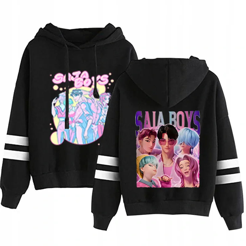 Kpop Demon Hunters Fashion Hoodie Long Sleeve Double Bar Trendy Streetwear