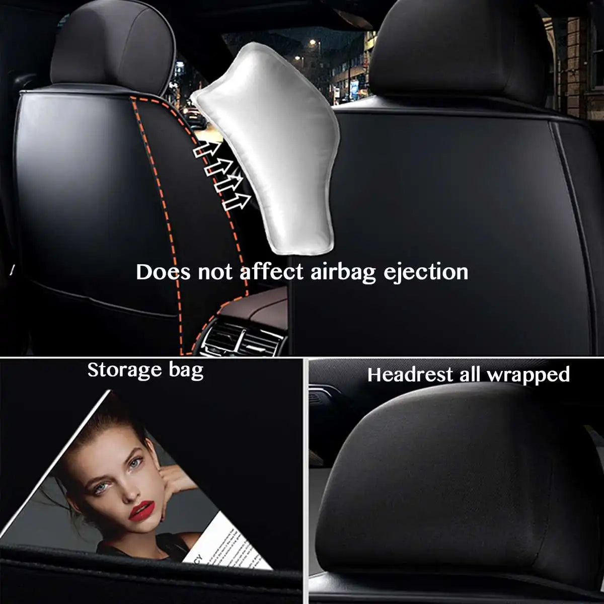 11Pcs 5 Seater Front+Rear Full Set Front Car Seat Cover Cushion Protector Deluxe PU Leather Waterproof SUV Truck Seat Cushion
