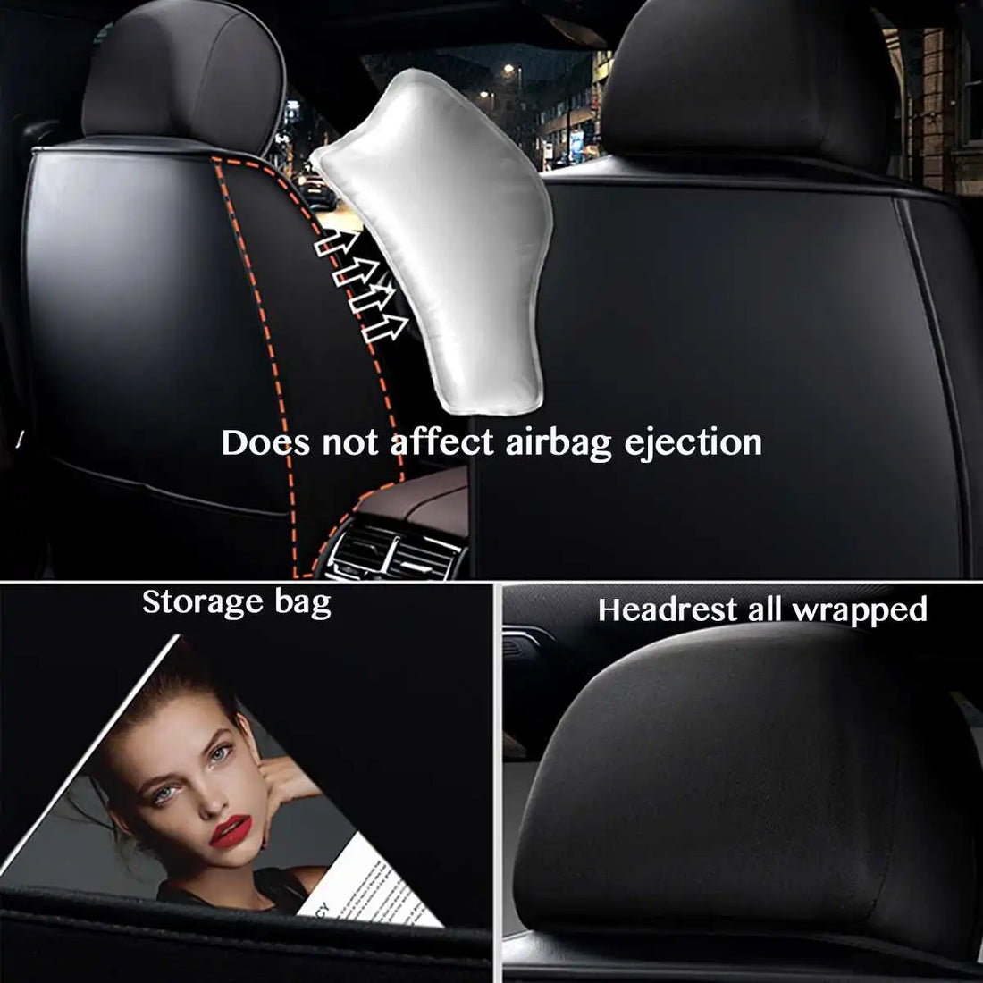 11Pcs 5 Seater Front+Rear Full Set Front Car Seat Cover Cushion Protector Deluxe PU Leather Waterproof SUV Truck Seat Cushion