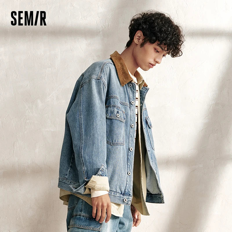 Semir Jacket Men Retro Loose Trendy Denim Jacket 2024 Autumn New
