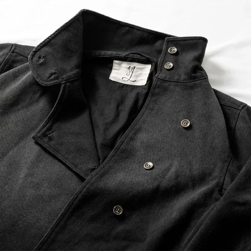 Y2k Fencing Jacket Vintage Wash Gradient Irregular Buttons Unisex Jacket Gothic Harajuku Streetwear Canvas Cotton Casual Jacket