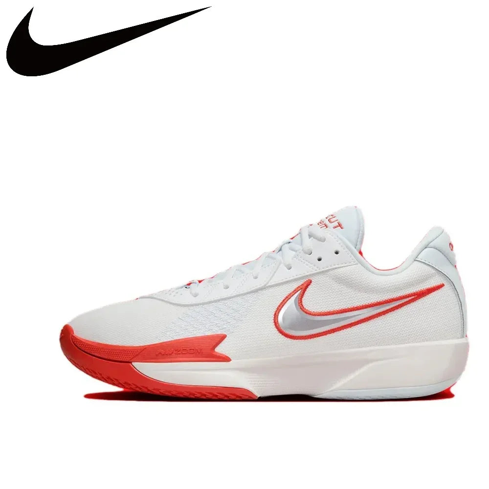 Nike Air Zoom G.T. Cut Academy Men's Low Top Basketball Shoes Comfortable Shock Absorbing Athletic Shoes Gray and White Colorway