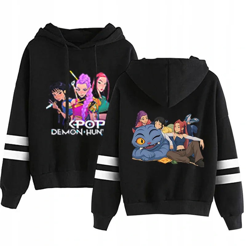 Kpop Demon Hunters Fashion Hoodie Long Sleeve Double Bar Trendy Streetwear