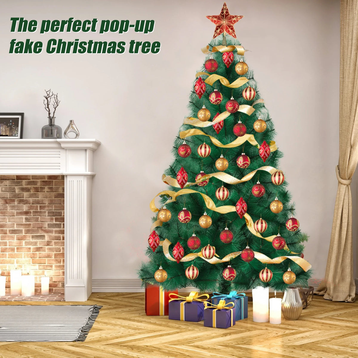 5/6/7FT Artificial Christmas Tree, Imitation Pine Needle Christmas Tree, Simulated Pine Needle Xmas Tree, Winter Party