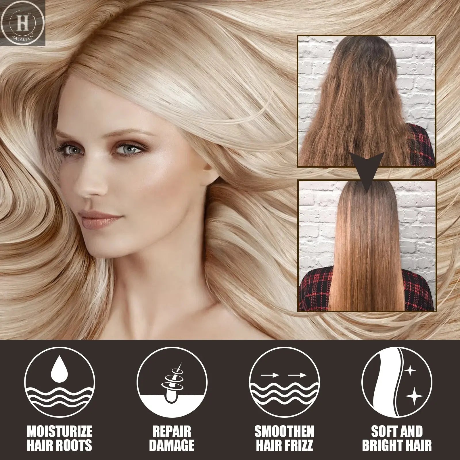 Magical Hair Mask 5 Seconds Repair Damage Frizzy Soft Smooth Shiny Hair Deep Moisturize Hair Treat Repair Hair Scalp Care 60g HALALZEN