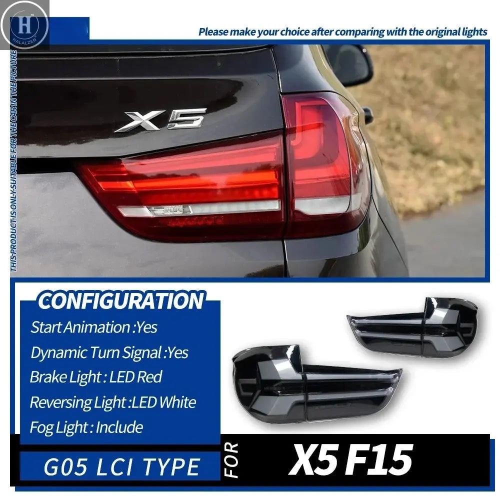 Car LED Tail Light Assemblies For BMW X5 F15 X5M F85 2014-2018  Auto Fog DRL Brake Turn Signal Lamp Plug and Play HALALZEN