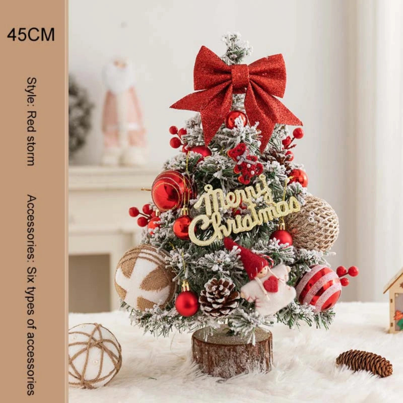 45cm Christmas Tree Ornament Mini Small Xmas Tree With LED Light For Merry Christmas New Year Home Party DIY Desktop Decor