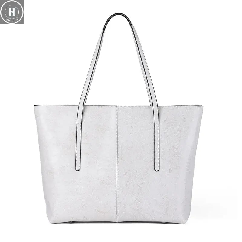 Burminsa Cowhide Genuine Leather Large Tote Bags For Women 2026 Luxury Designer Commuter Shoulder Bags Shopper Ladies Handbags HALALZEN