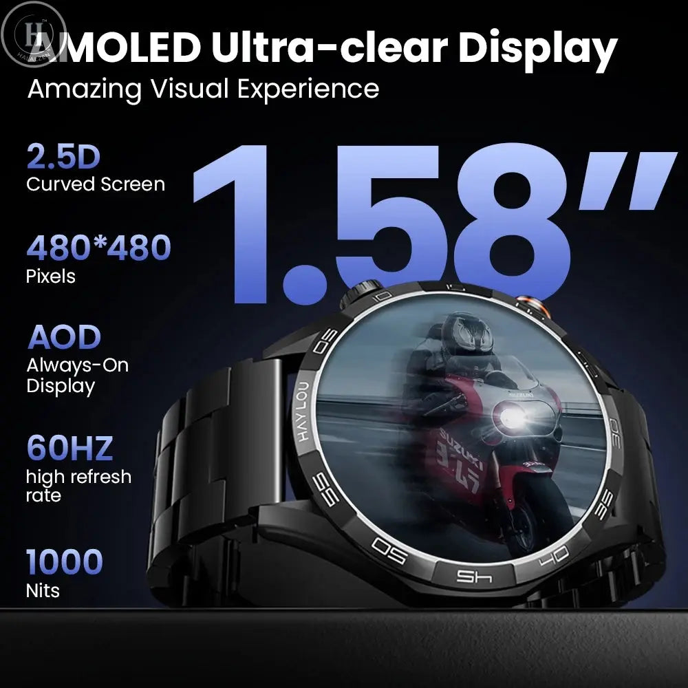 HAYLOU Solar 5 Voice Calling Smartwatch 1.58'' AMOLED Display 60Hz Smart Watch 24H Health Monitoring Sports Smartwatch for Men HALALZEN