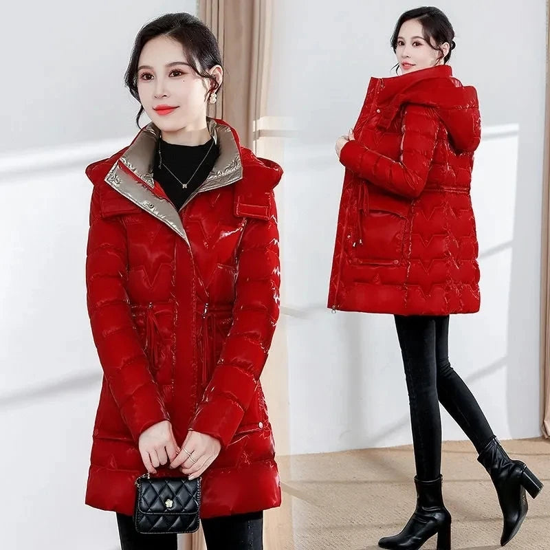 Winter windproof warm coat Detachable cap long anorak women's fashion coat casual waterproof coat