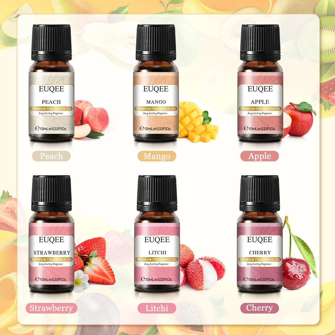 EUQEE 6pcs/set Fragrance Oil Gift Kit For Diffuser Coffee Bakery Harvest Spice Pumpkin Pie Forest Pine Sweet Fruit Aroma Oils HALALZEN