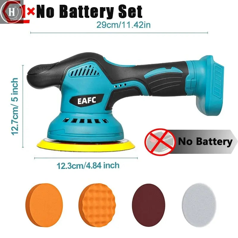 EAFC Cordless Rechargeable Buffer Polisher Portable Polishing Machine6 Gears Metal Waxing For Makita 21V Battery(No Battery) HALALZEN