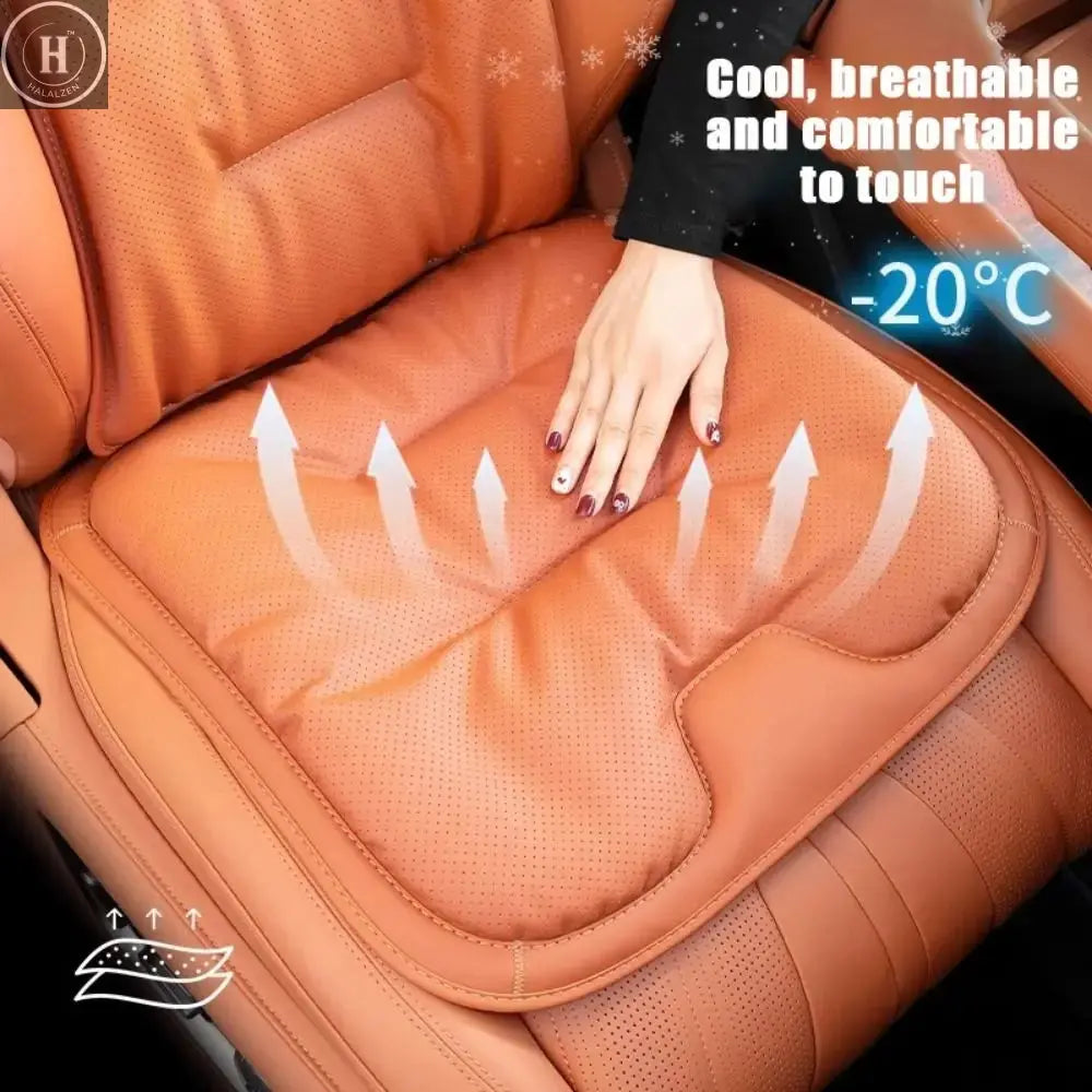 Non-slip Car Leather Cushion Soft Good Breathability Ventilated Four-season Cushion Universal Cotton Auto Seat Cushion Travel HALALZEN