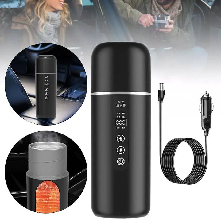 12v/24v 500ML Smart Car Heating Cup Portable Electric Kettle Touch Screen Thermal Mug Stainless Steel Water Heater Bottle