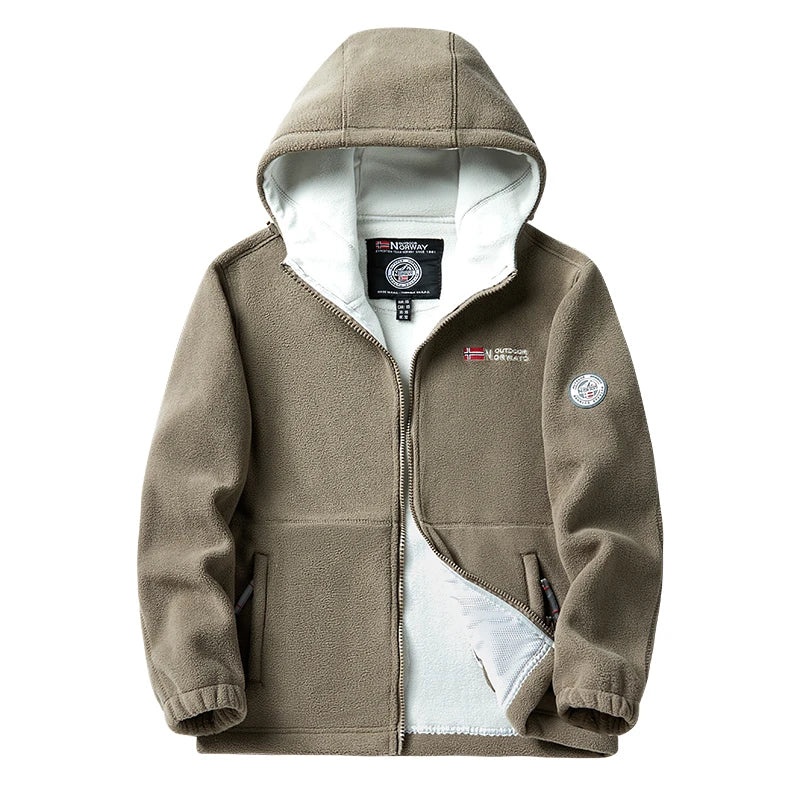 2024 Brand Winter Fleece Jacket Men's Casual Thickened Wool Jacket high quality Design Warm Fashion Hooded Coat Outdoor Ski Suit